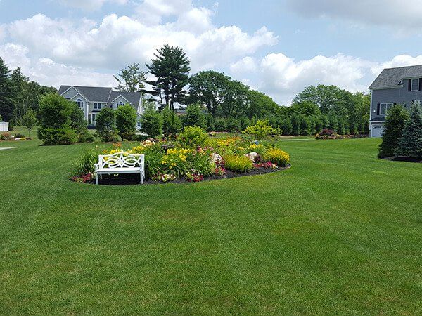 Lawn Maintenance Photo of our landscapers tending to a manicured lawn