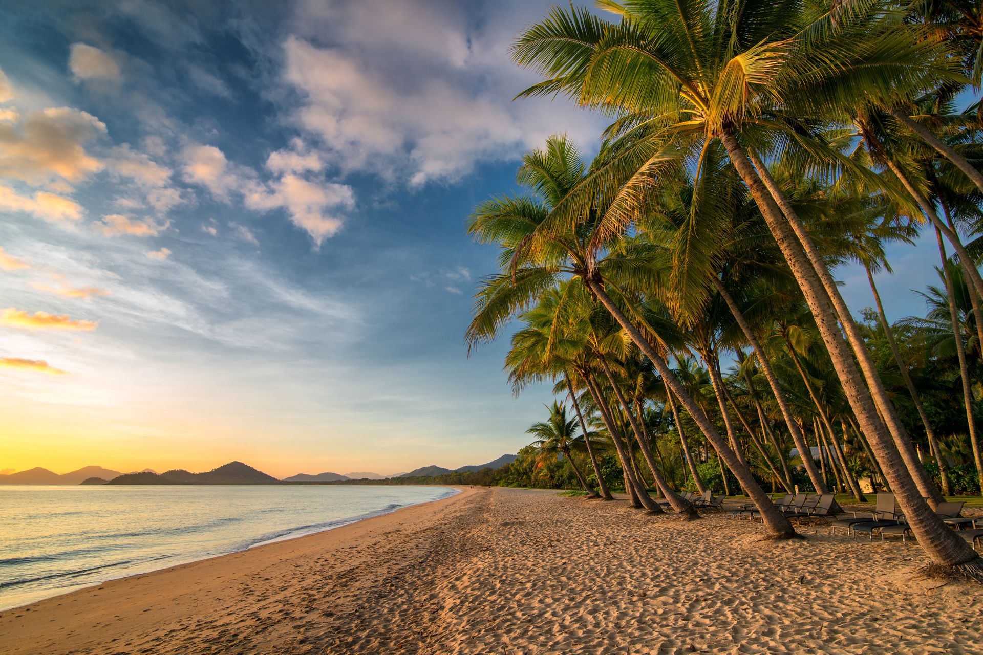 View of Palm Cove Beach at sunrise