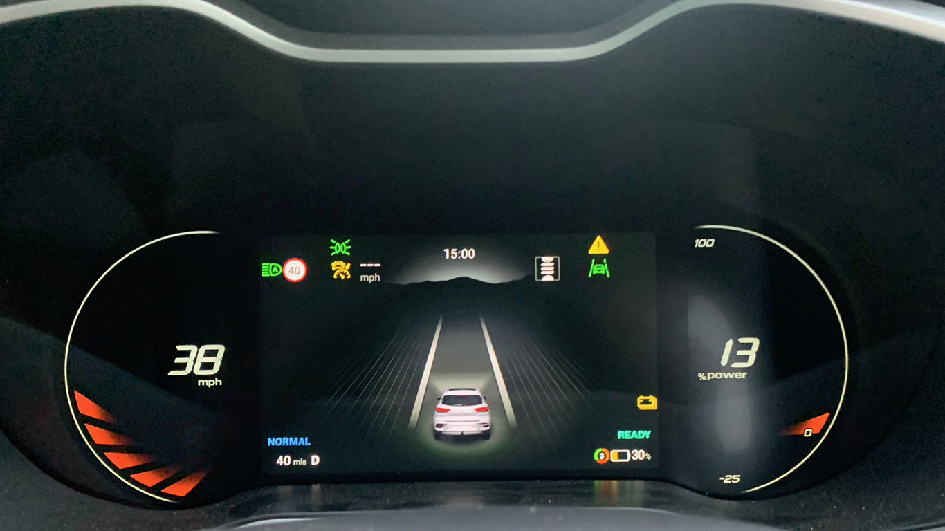 Dashboard of electric MG car