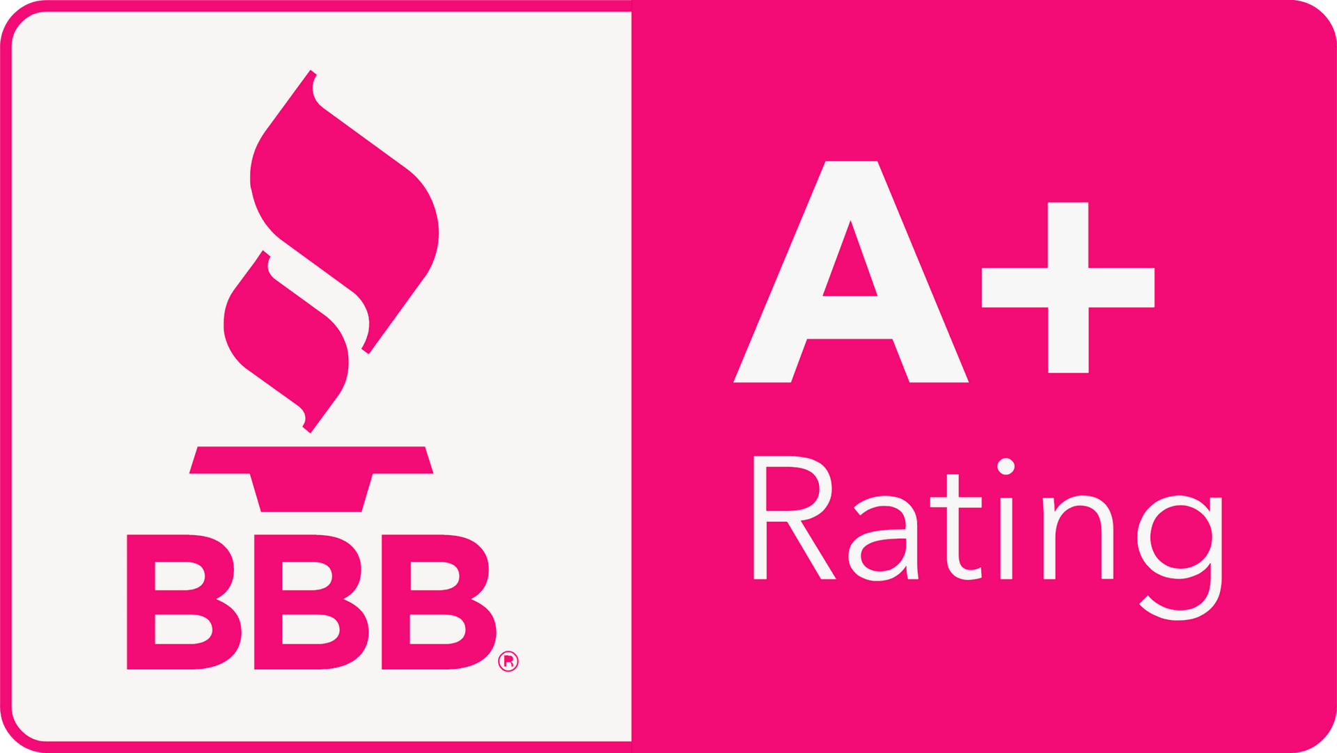 Logotipo BBB con calificación A+ en rosa.
