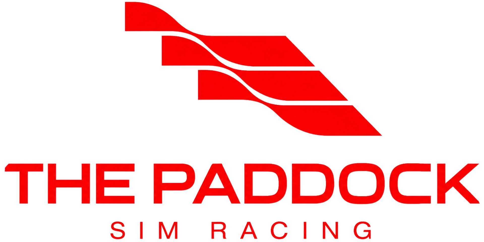 The Paddock Sims logo in red with stylized track lines above the text