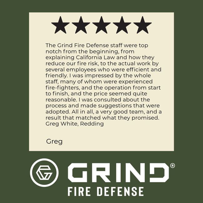 Customer testimonial for Grind Fire Defense: a review with five stars and quote, 