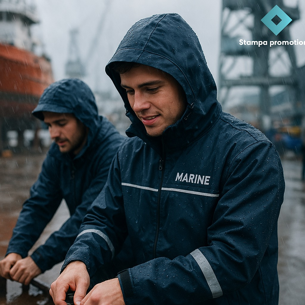 Κέντημα λογότυπου σε workwear μπουφάν συνεργείου στην Αθήνα – Stampa Promotion