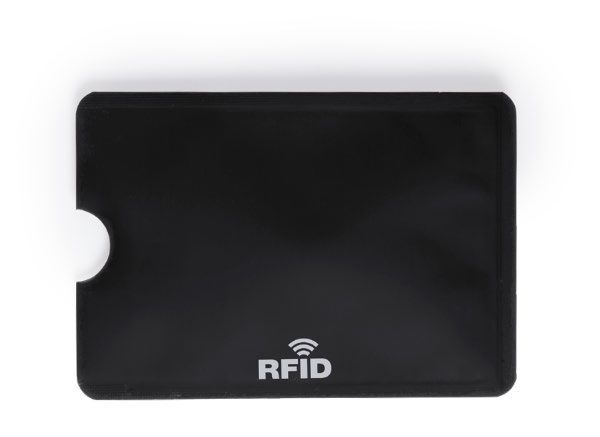 Ένα μαύρο πορτοφόλι με τη λέξη rfid πάνω του