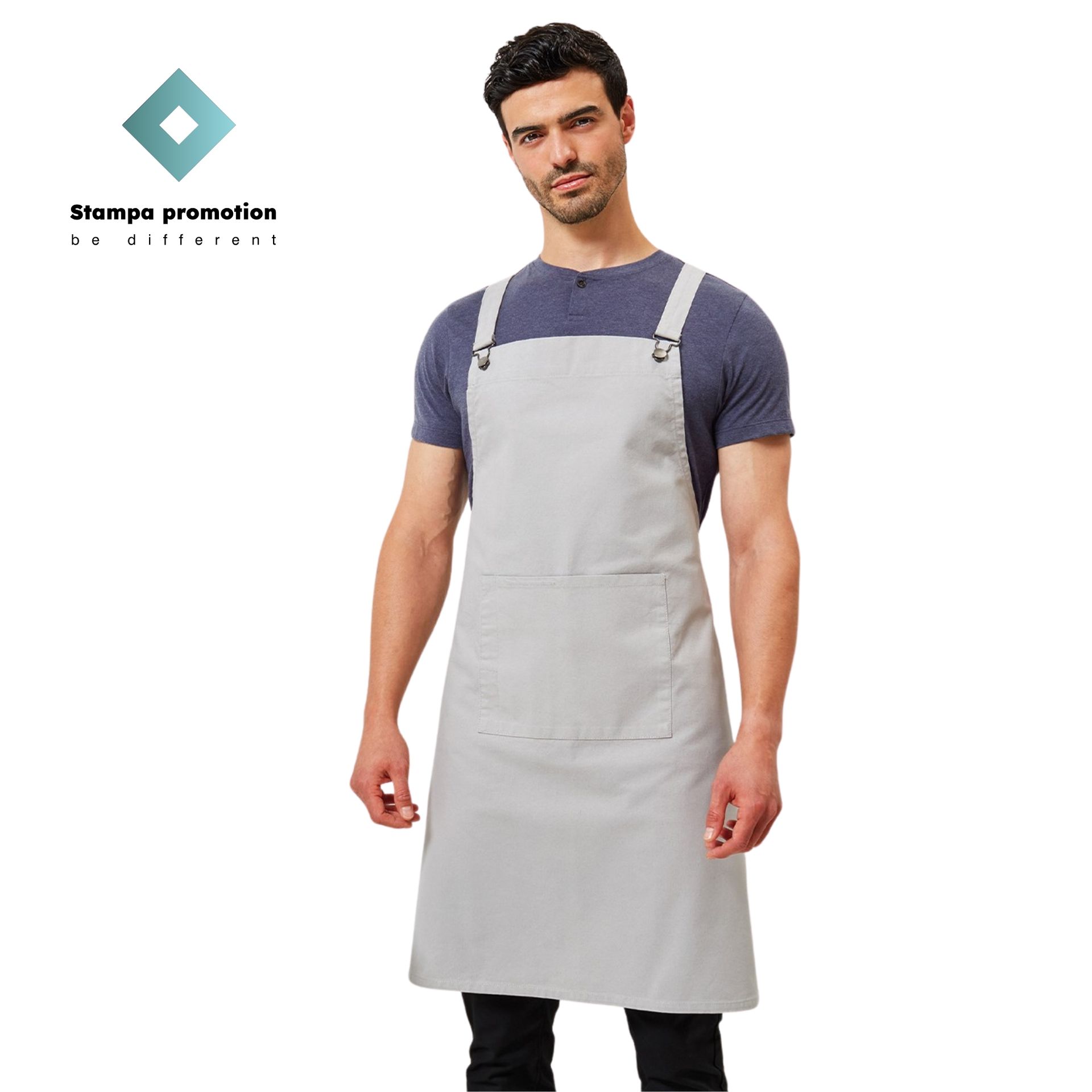 Επαγγελματική ποδιά PR129 Barista με χιαστί πλάτη και κλιπ σαλοπέτας
