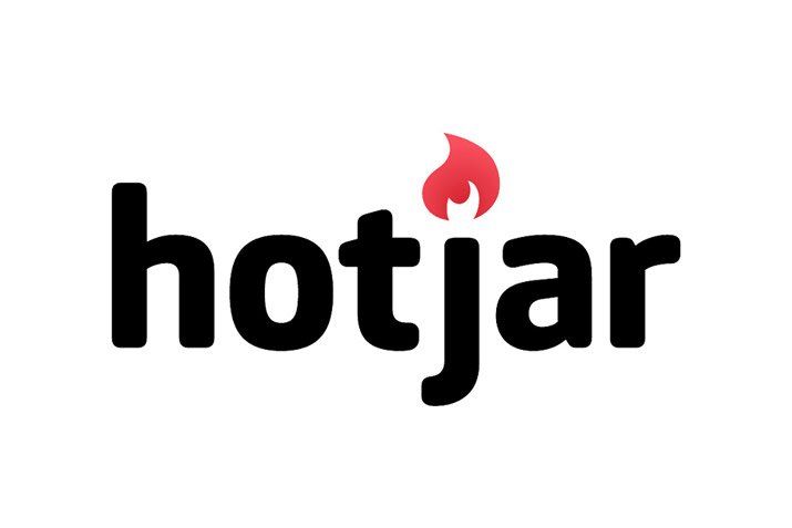 A hotjar logo with a red flame on a white background.