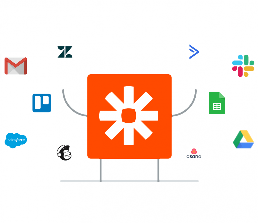 A cartoon character with arms and legs is surrounded by icons.
