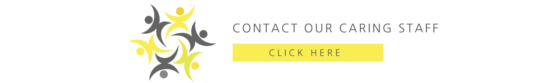 “Contact our caring staff” banner with yellow “Click to call” button and floral logo on white background