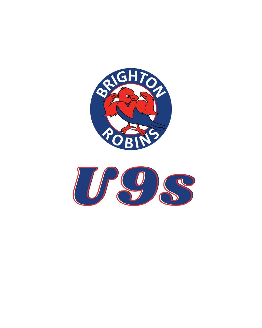 The Brighton Robins logo featuring a red bird mascot in a blue circle above the blue text 