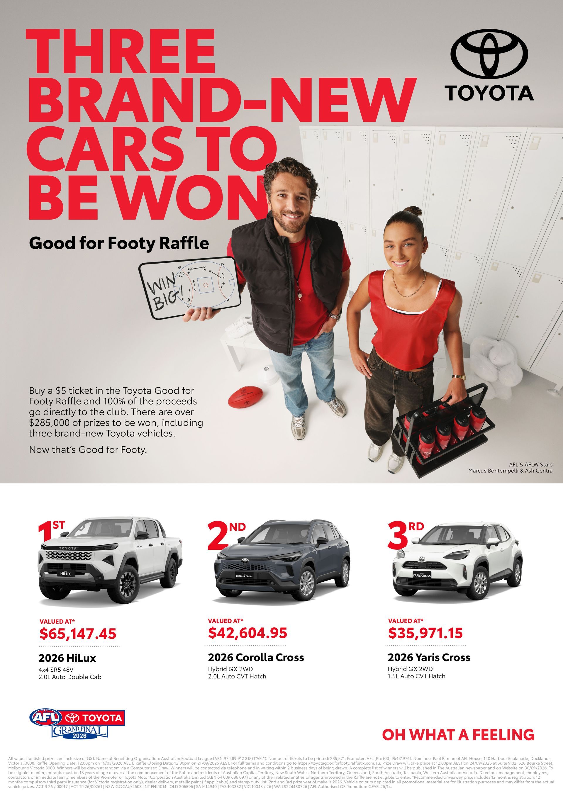 Toyota Raffle
https://toyotagoodforfooty.raffletix.com.au/brightonjfc