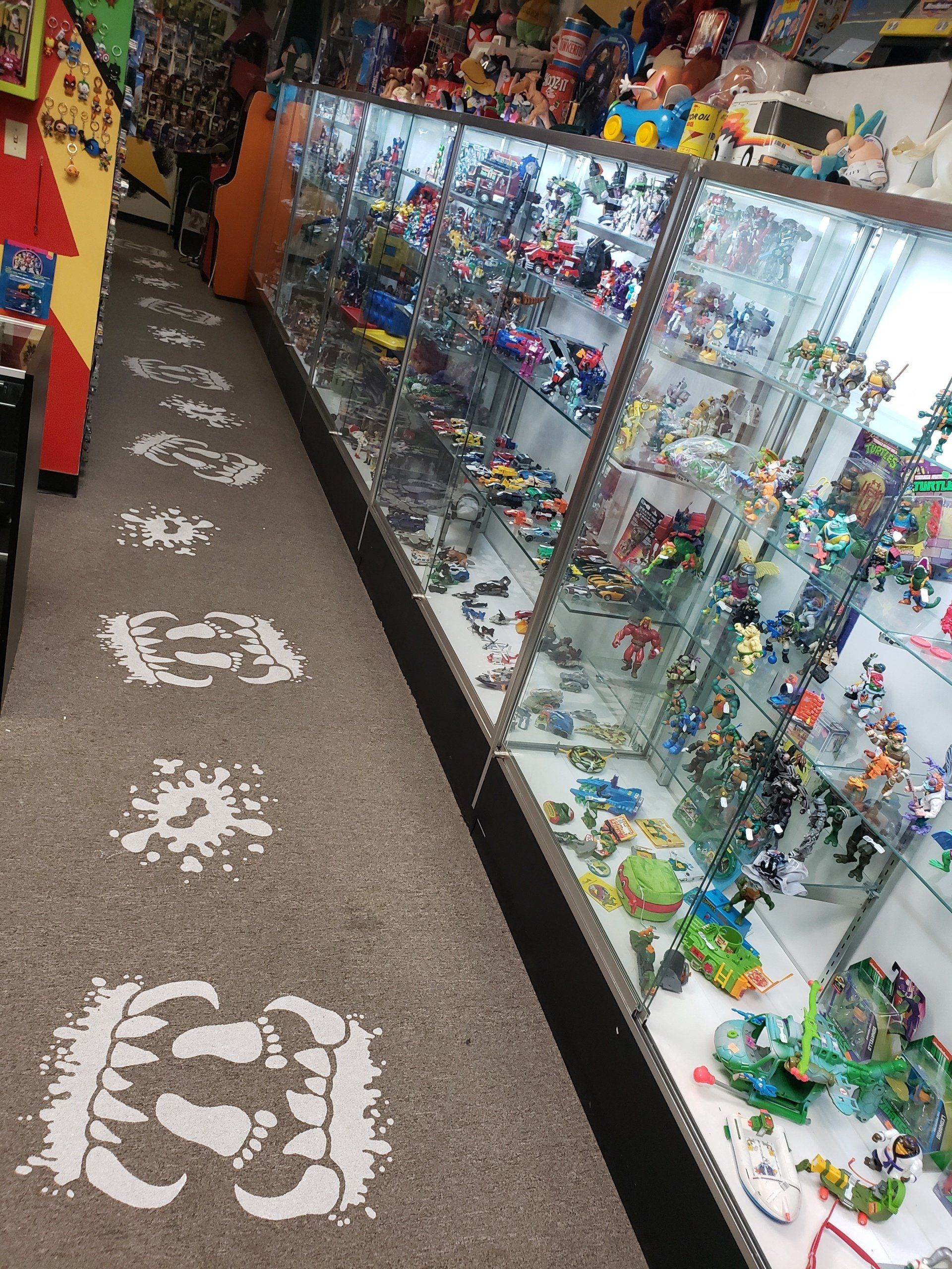 Cases of cool toys at the Gnarly Toybox