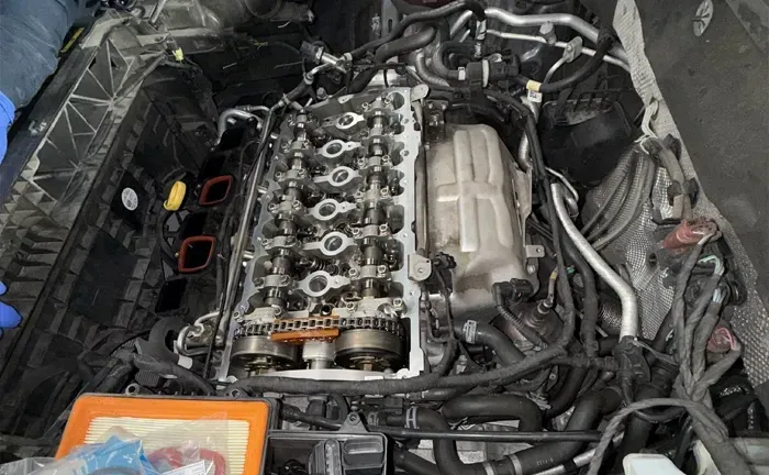Up close to engine in vehicle in San Leandro, CA | Angel’s Automotive Center