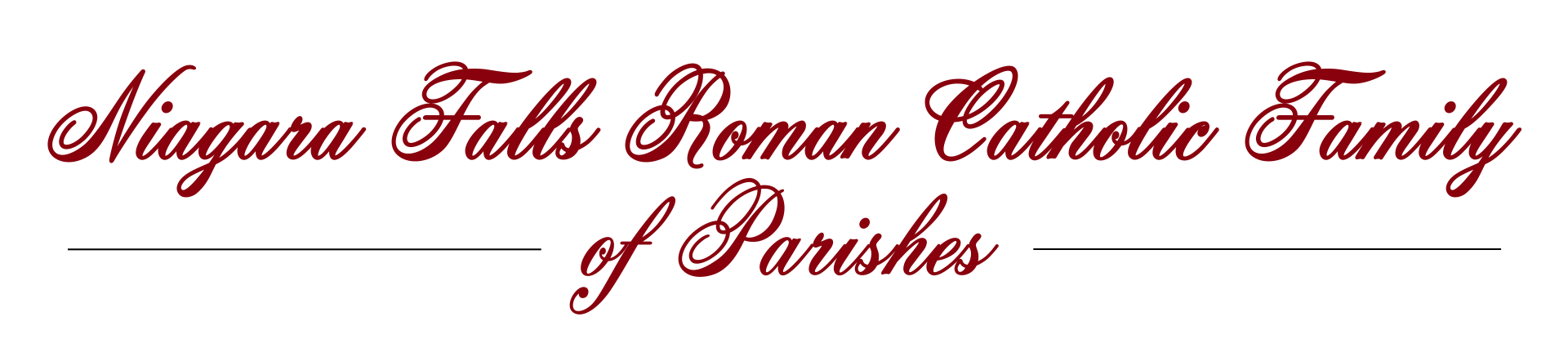 Niagara Falls Roman Catholic Family of Parishes logo in maroon script.