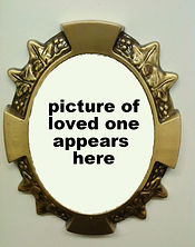 Brass oval frame with text placeholder: