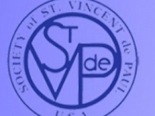Society of St. Vincent de Paul logo in blue. A circular emblem with 