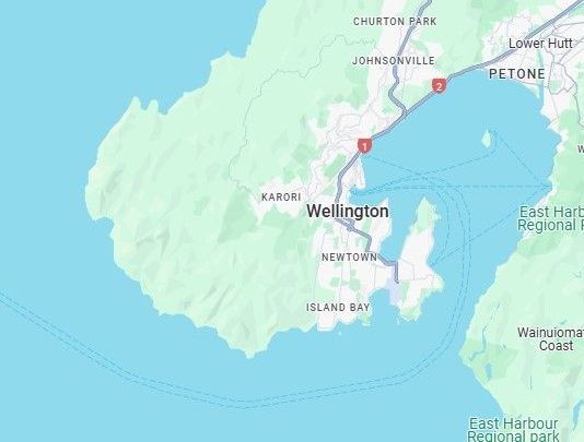 A map showing the location of wellington in new zealand
