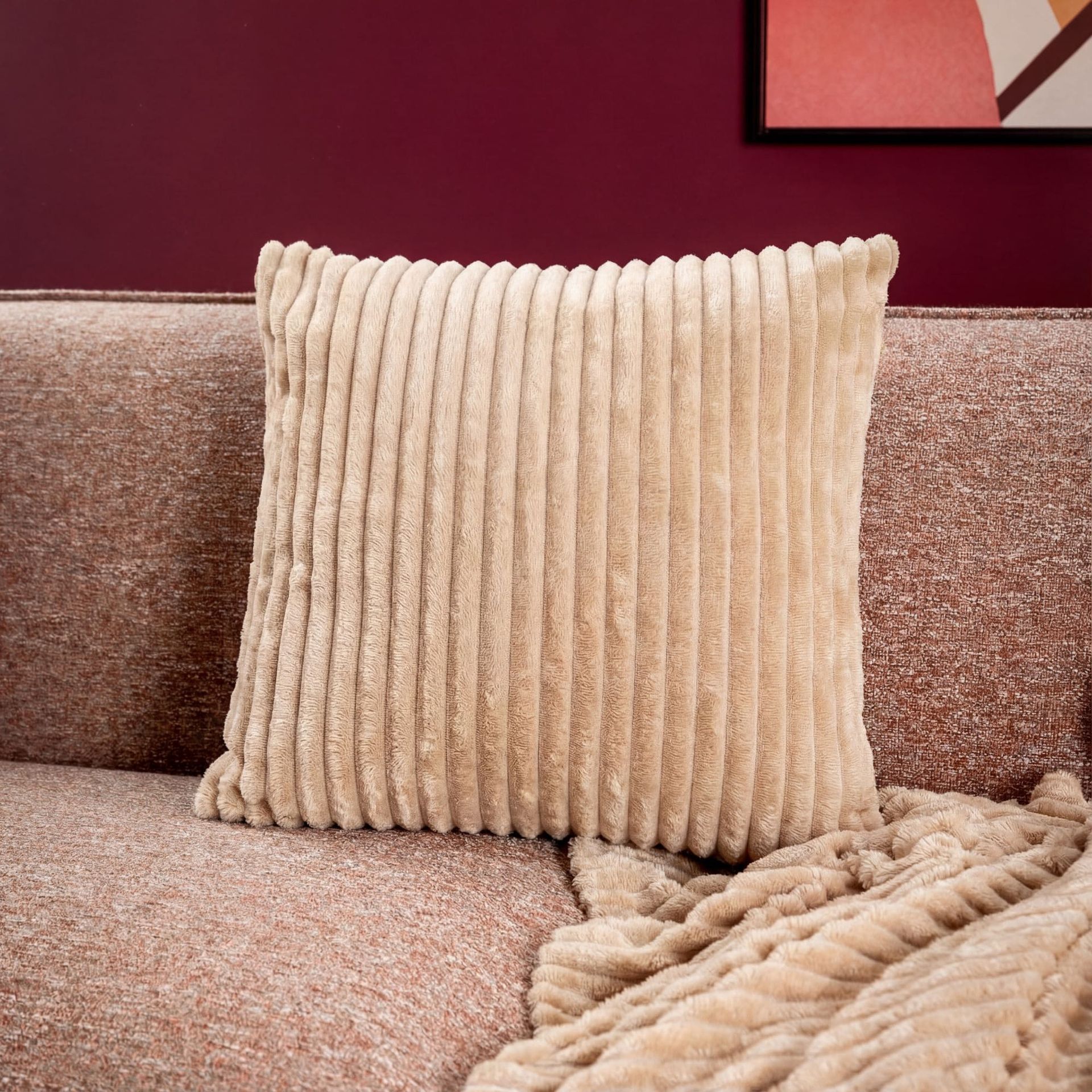 YAERTUN set van 2 beige kussenhoezen 45 x 45 cm (18 x 18 inch) Dikke zachte wol decoratieve kussenhoezen pluche hoezen uit imitatiebont pluizig voor bank slaapkamer