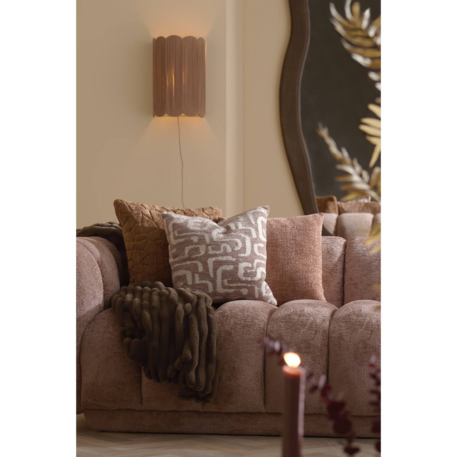 Light & Living Cushion 45x45 cm ALZEY terra+beige feather filled
