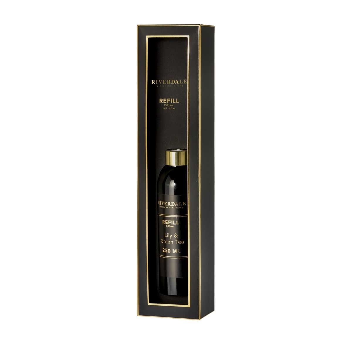 Geurstokjes navulling Lily & Green tea 250ml zwart