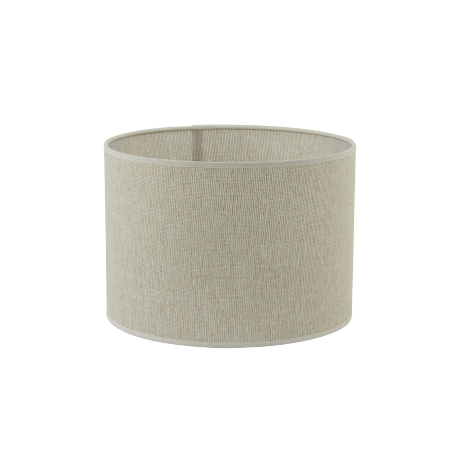 Beige stoffen lampenkap of cilindervormige lampenkap op een witte achtergrond