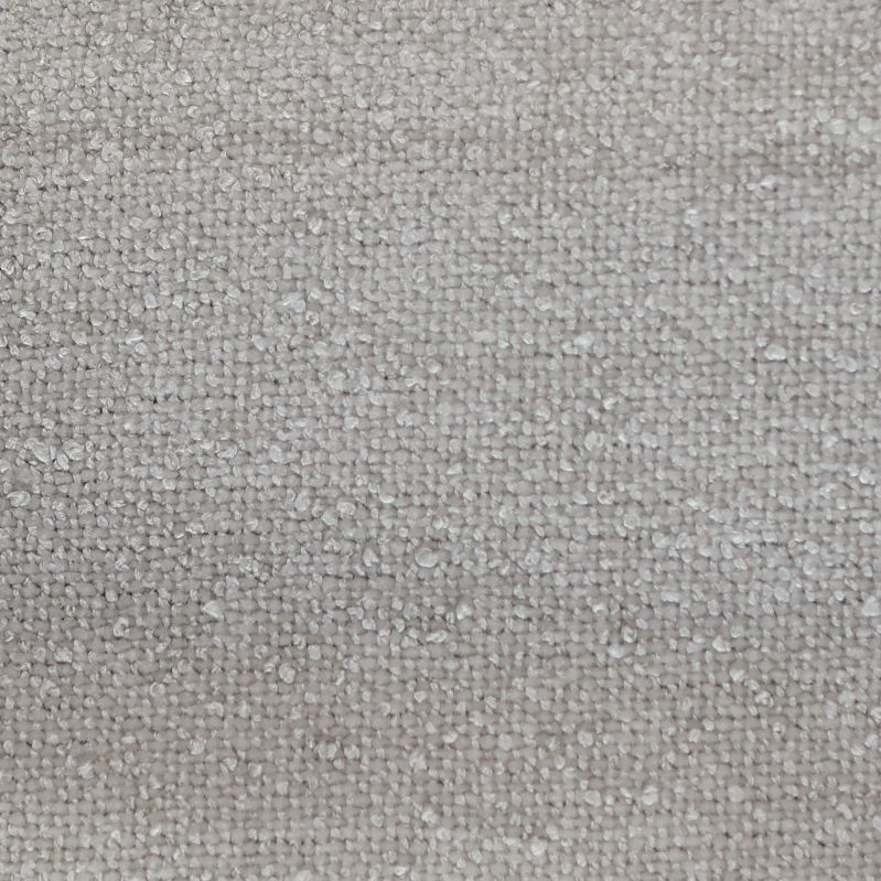 Detailopname van de textuur van een lichtgrijze geweven stof.