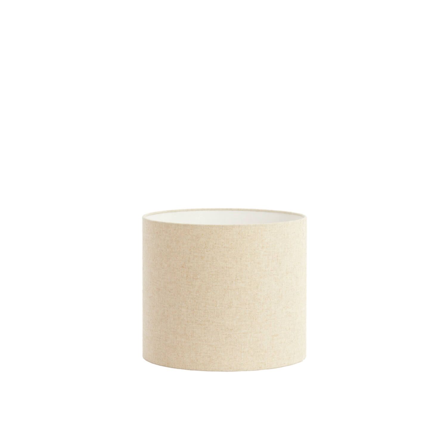 Naturel cilinder lampenkap met een gestructureerd oppervlak, witte binnenkant.