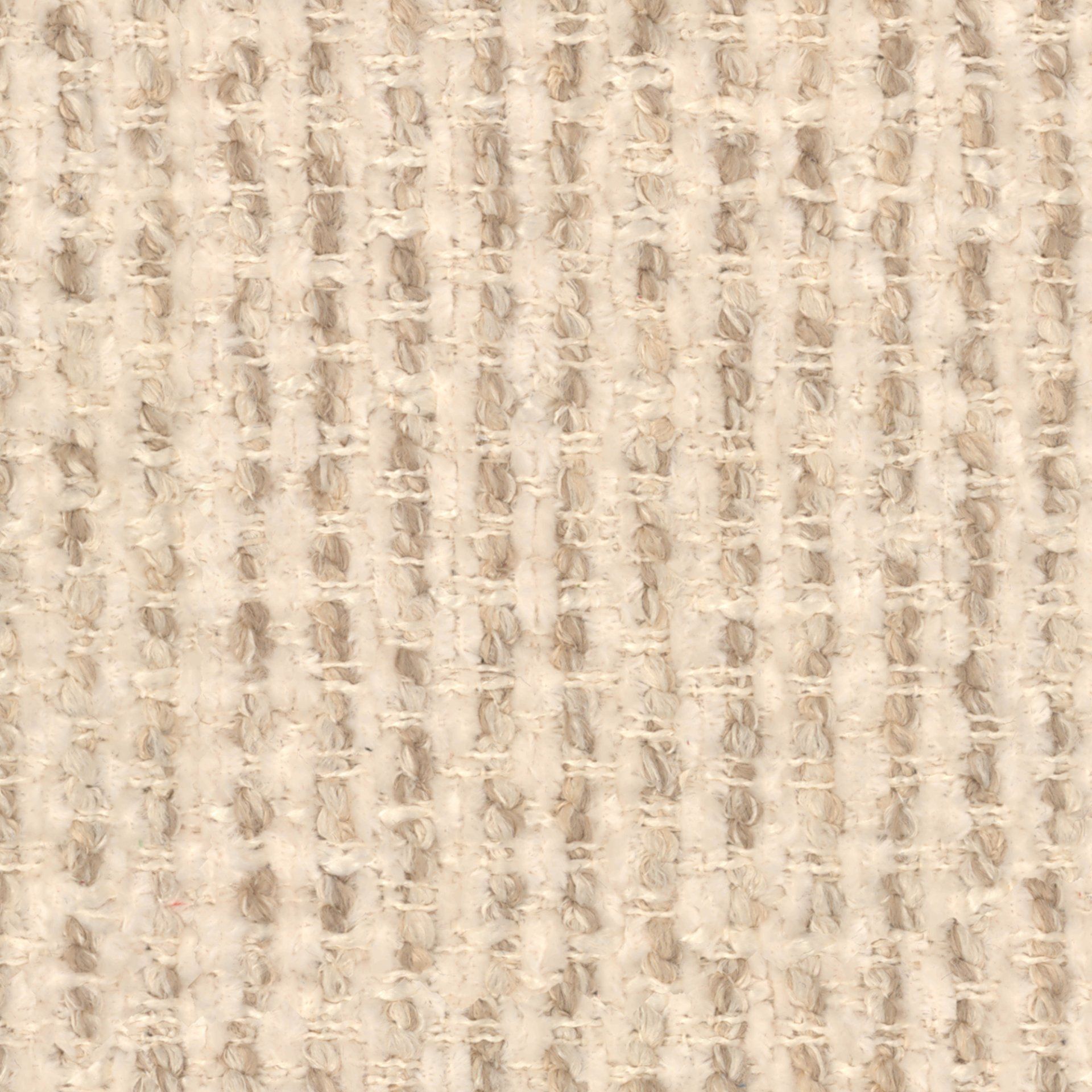 Detailopname van een beige geweven stof met verticale ribbels en kleine reliëfpunten.