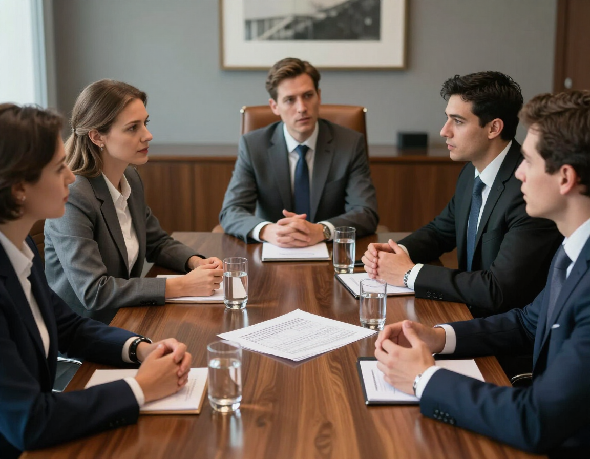 Executive professionals in discussion at a leadership luncheon