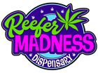 A logo for a dispensary called reefer madness