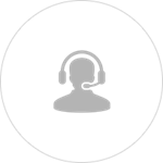 Gray headset support icon inside a light circle on a white background