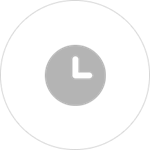 Gray clock icon inside a light gray circle on a white background