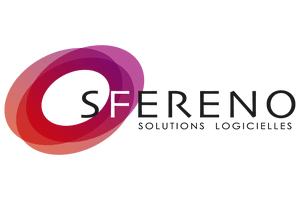 Un logo pour les solutions logicielles de Sferano est affiché sur un fond blanc