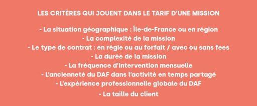 A red background with white text that says les criteres qui jouent dans le tarif d une mission