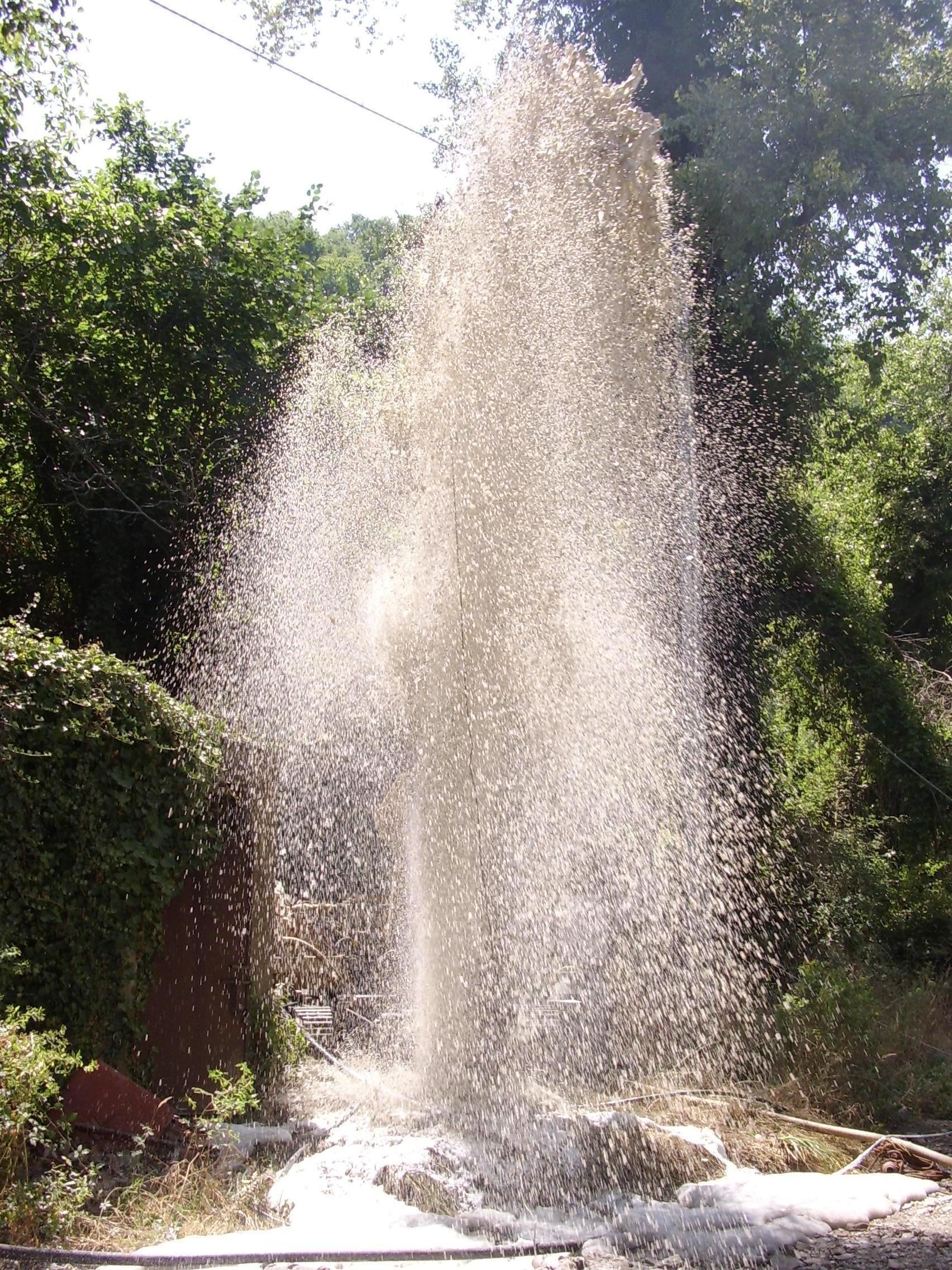 Acqua che sgorga da una sorgente, circondata da alberi verdi e fogliame Sarda Trivelsonda Group Olbia Loiri Porto San Paolo - Loiri (SS)
