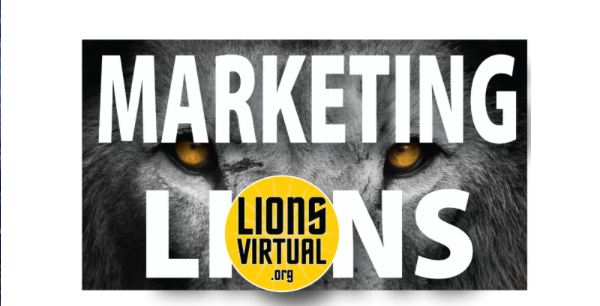 A logo for marketing lions virtual with a picture of a lion