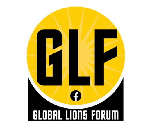 A yellow and black logo for the global lions forum
