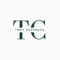 A logo for Tony Coverage with an orange star on a white background.