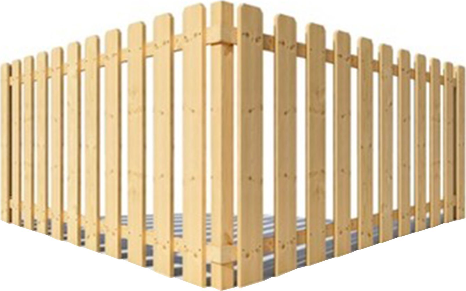 A wooden fence is shown on a white background.