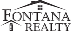 Logo for Fontana Realty featuring text with a house roof icon above "Fontana" and a door icon below the letter "F".
