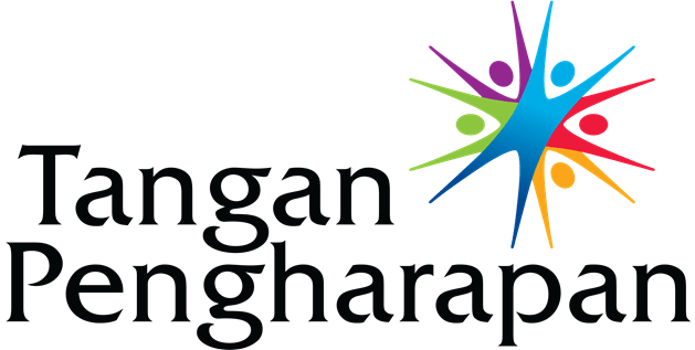 A logo for tangan pengharapan with a colorful star and people.