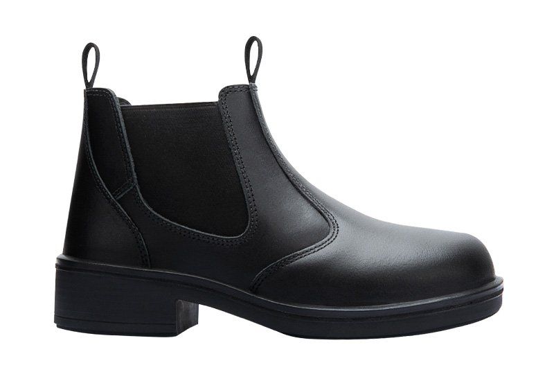A pair of black boots on a white background