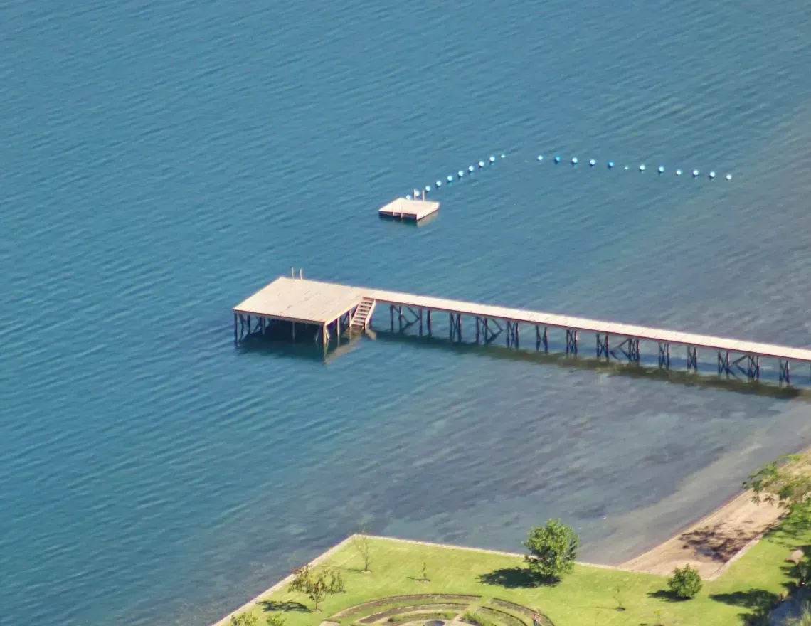 Docks are being assembled on the lake