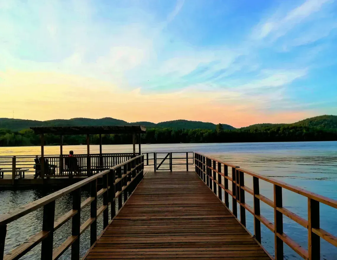 Docks are being assembled on the lake