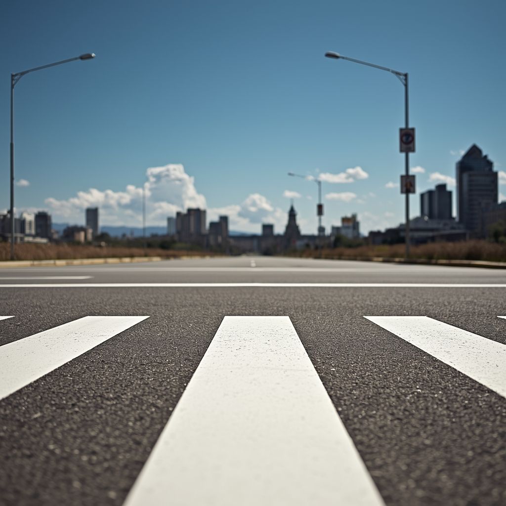 Thermoplastic crosswalk striping in Anaheim CA with durable white markings for pedestrian safety