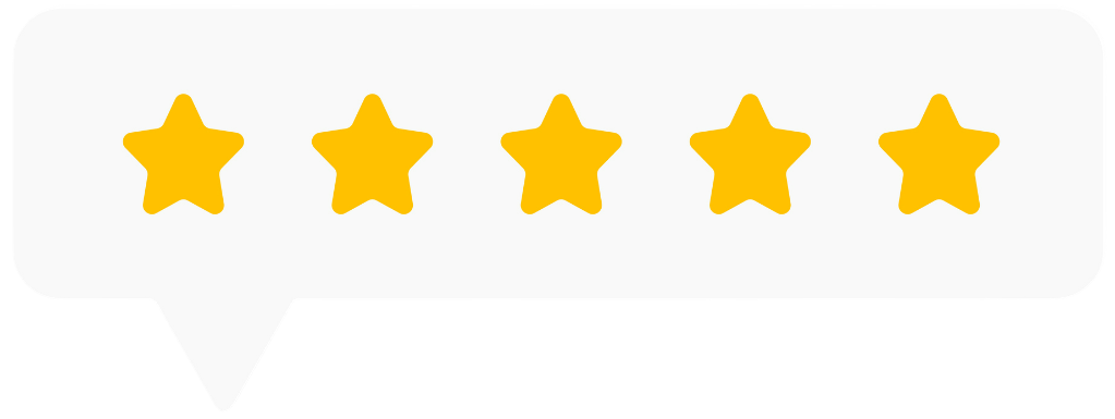 Five yellow stars inside a speech bubble. Five yellow stars inside a speech bubble.