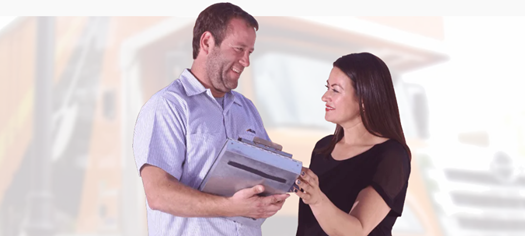 Representative from a Moving Company in Pittsburgh discussing services with a customer