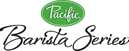 Pacific Barista Series logo on white background, with green oval and black script text
