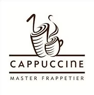 Stylized cappuccino cup logo with steam and the text “CAPPUCCINE MASTER FRAPPE TIER”