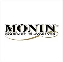 Monin Gourmet Flavorings logo in black and gold on a white background