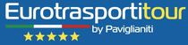 Logo Eurotrasportitour by Paglianiti con strisce rosse, blu e verdi e cinque stelle gialle